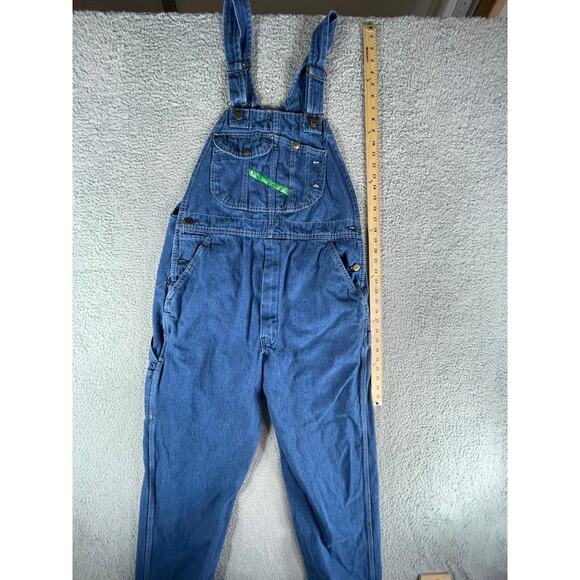 Key Apparel Bib Overalls Mens W38 x L30 Blue Jean Denim Baggy Long Pockets - Picture 4 of 7